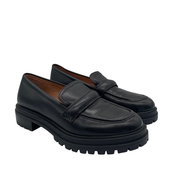 Madewell $158 The Bradley Lugsole Loafer Flats Black Leather Sz 7.5 NG674 Preppy - Picture 3 of 11